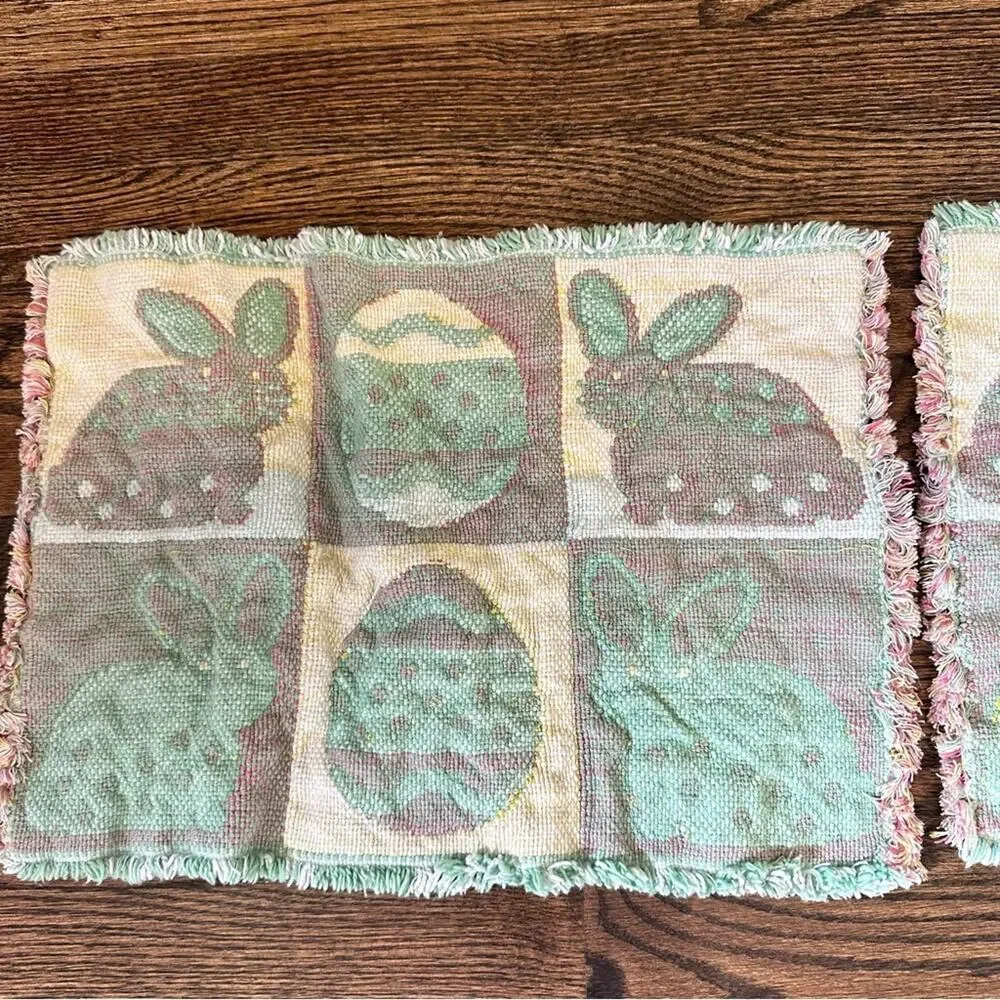 Vintage Easter Bunny Woven Placemats collectible - set of 2 placemats coquette